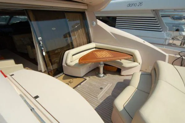  Yacht Photos Pics Luxurious seating area on a 2008 Sunseeker Predator 72 yacht deck.