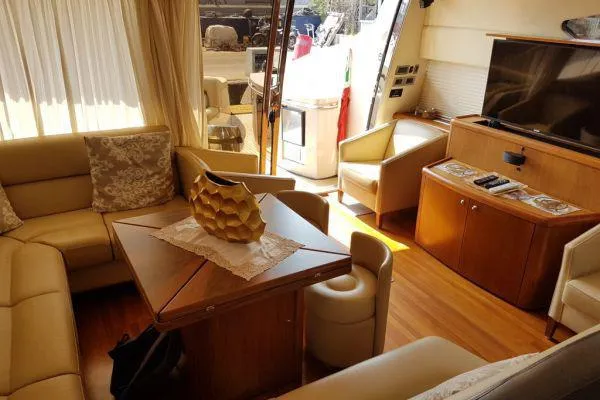  Yacht Photos Pics Luxurious interior of 2008 Sunseeker Predator 72 yacht with elegant seating and modern amenities.