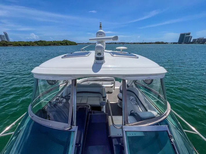 Liquid Asset Yacht Photos Pics 2017 Formula 40 PC yacht on a sunny day, cruising in clear blue waters.