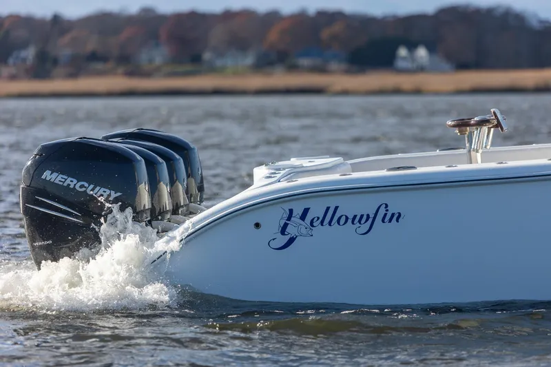  Yacht Photos Pics 2018 Yellowfin 39 Offshore boat with Mercury engines on water.