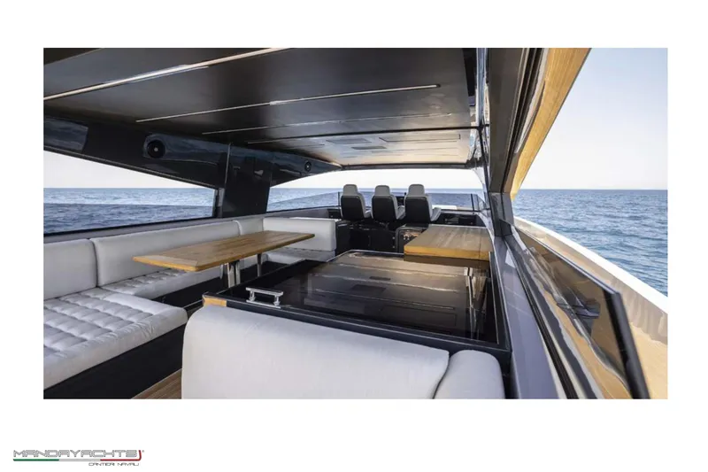  Yacht Photos Pics Luxurious interior of 2025 MandaYachts 8 SPIDER with ocean view.