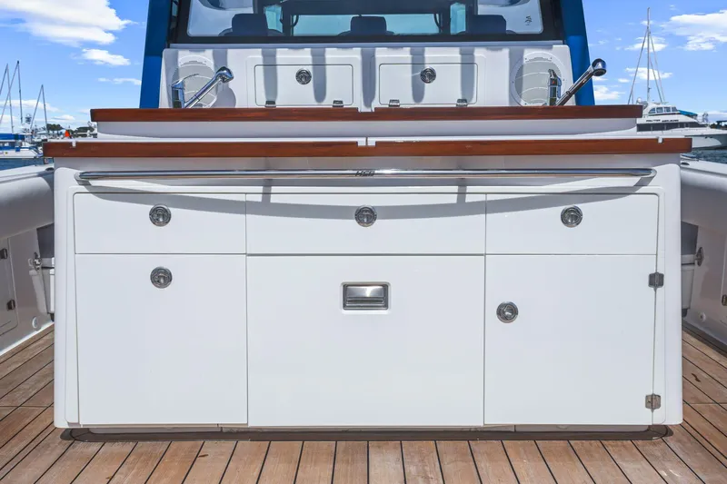Polar II Yacht Photos Pics 2020 HCB 53 boat interior with sleek cabinetry and wooden accents.