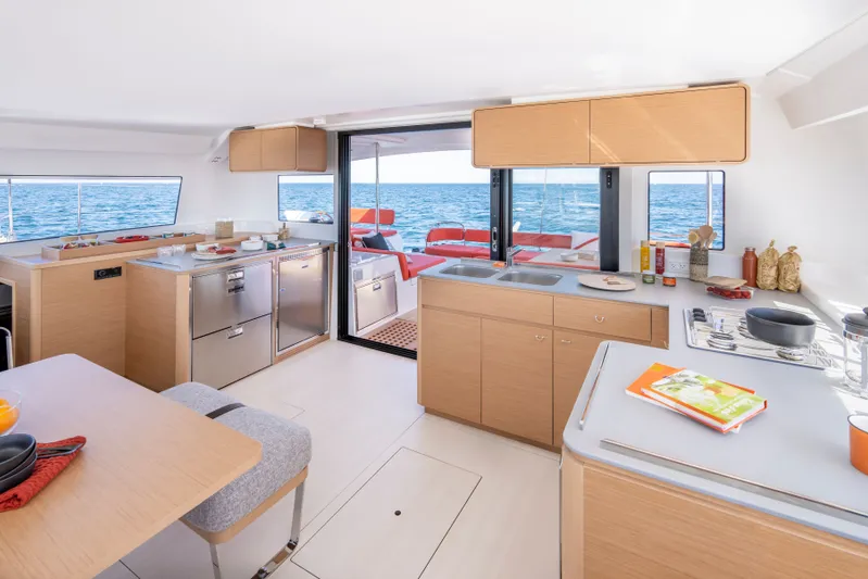 Tbd Yacht Photos Pics Modern kitchen on Excess 14 catamaran, 2026 model.