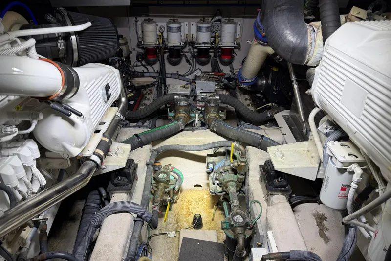  Yacht Photos Pics Engine room of 2014 Sea Ray 540 Sundancer yacht, showcasing mechanical components and systems.