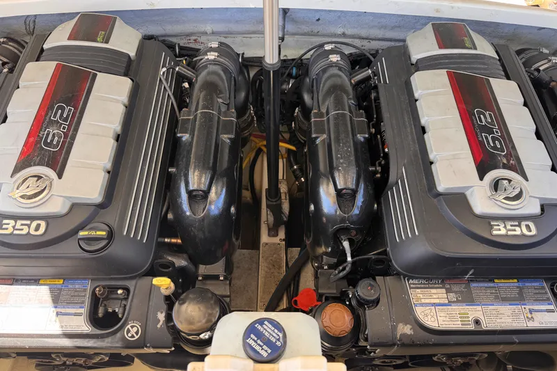  Yacht Photos Pics Twin Mercury 6.2L engines in a 2019 Chris-Craft Corsair 30 boat.