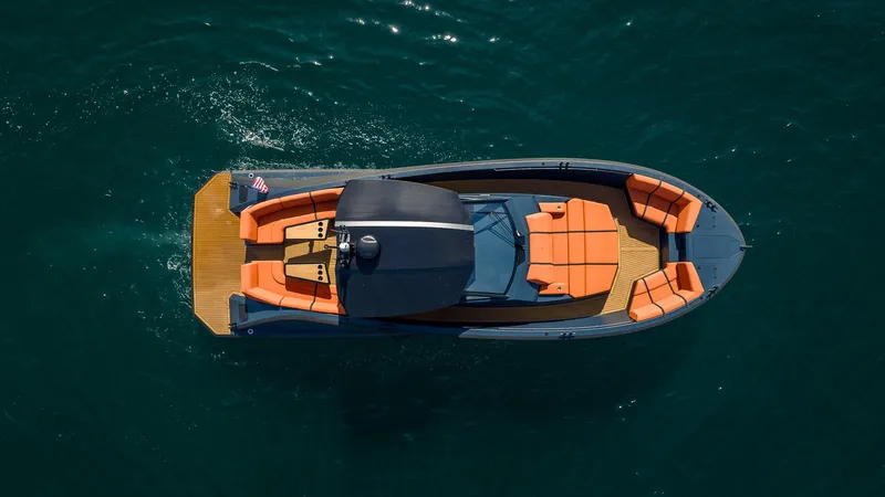  Yacht Photos Pics Top view of 2023 Lekker 44 boat on water.