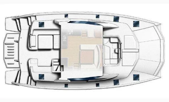 Jamsam Yacht Photos Pics Top view layout of a 2017 Leopard 51 Powercat yacht.