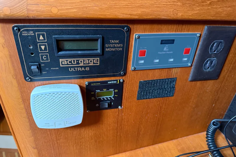 Pelican Yacht Photos Pics Control panel of a 2008 Island Packet 370 sailboat with monitoring systems.