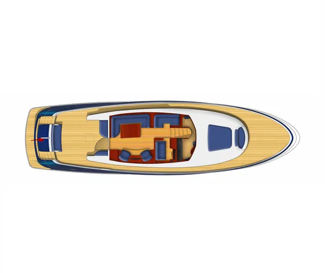  Yacht Photos Pics Top view of 2026 Elling E6 yacht layout, featuring spacious deck and interior design.
