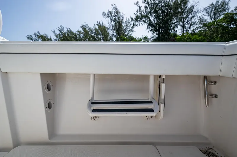 Naider's Yacht Photos Pics 2016 Jupiter 34 LX boat ladder and railing detail.