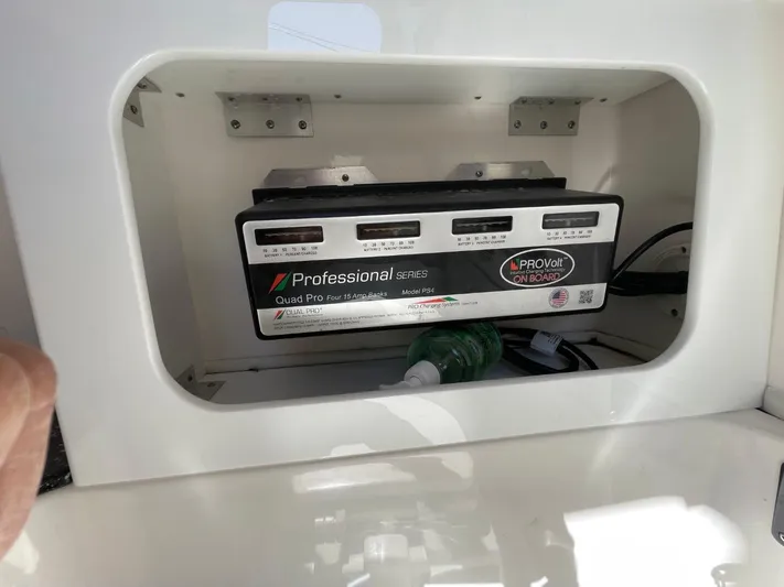  Yacht Photos Pics Battery charger in 2024 Sea Fox 288 Commander boat compartment.