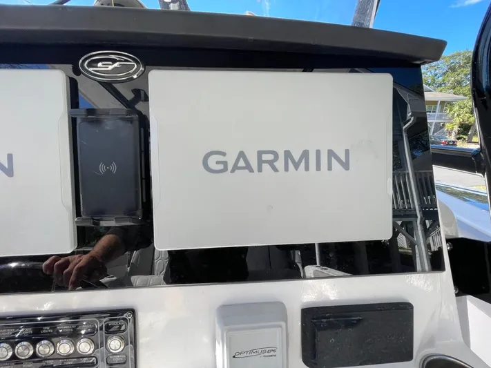  Yacht Photos Pics Garmin display on 2024 Sea Fox 288 Commander boat dashboard.