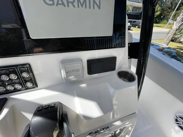  Yacht Photos Pics 2024 Sea Fox 288 Commander dashboard with Garmin display and controls.