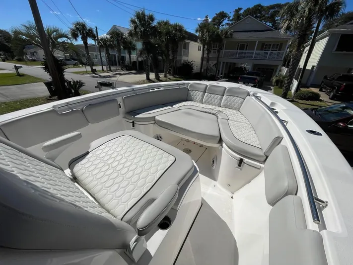  Yacht Photos Pics 2024 Sea Fox 288 Commander boat with spacious seating and modern design.