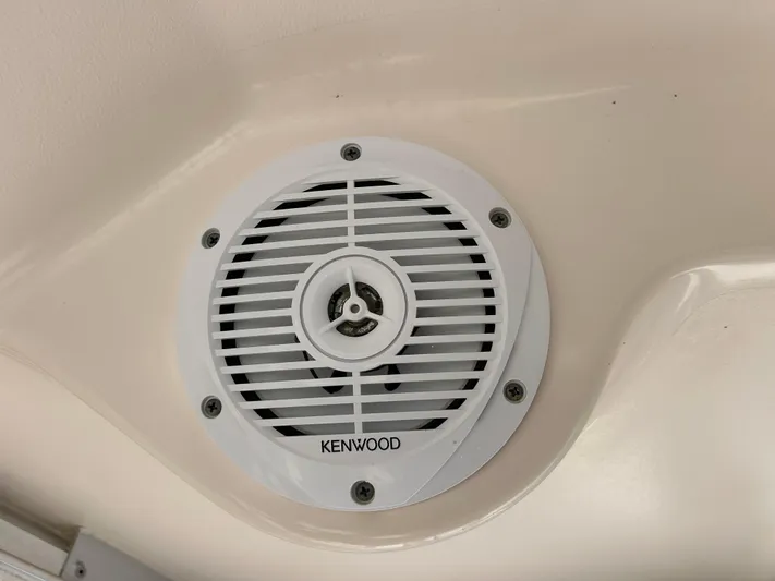 She Bot It II Yacht Photos Pics Kenwood speaker installed on 2007 Grady-White Express 305 boat ceiling.