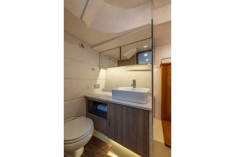  Yacht Photos Pics Manufacturer Provided Image: 2020 Regal 38 SAV yacht bathroom with modern sink and toilet
