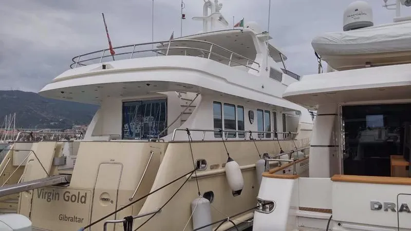  Yacht Photos Pics Luxury yacht "Virgin Gold" docked, Bandido 75 model, 2012, Gibraltar registration.
