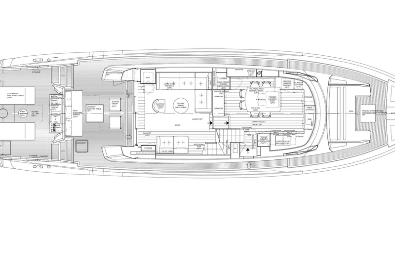  Yacht Photos Pics Floor plan of 2026 Sanlorenzo SX76 yacht, showcasing detailed layout and design elements.