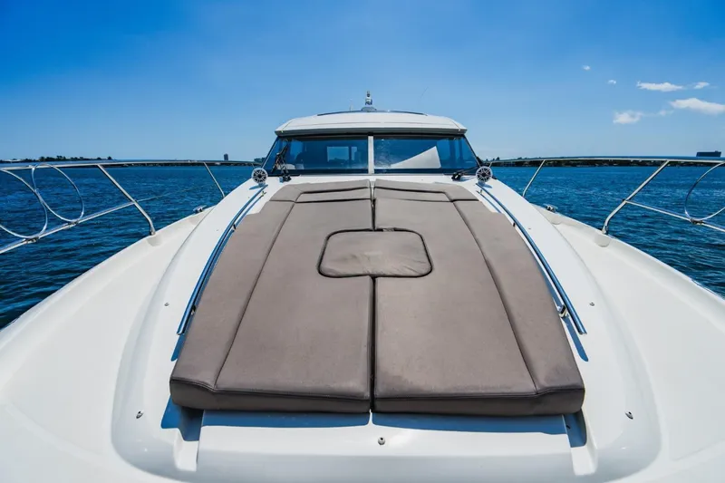  Yacht Photos Pics 2018 Prestige 500S yacht on open water, featuring spacious deck and sleek design.