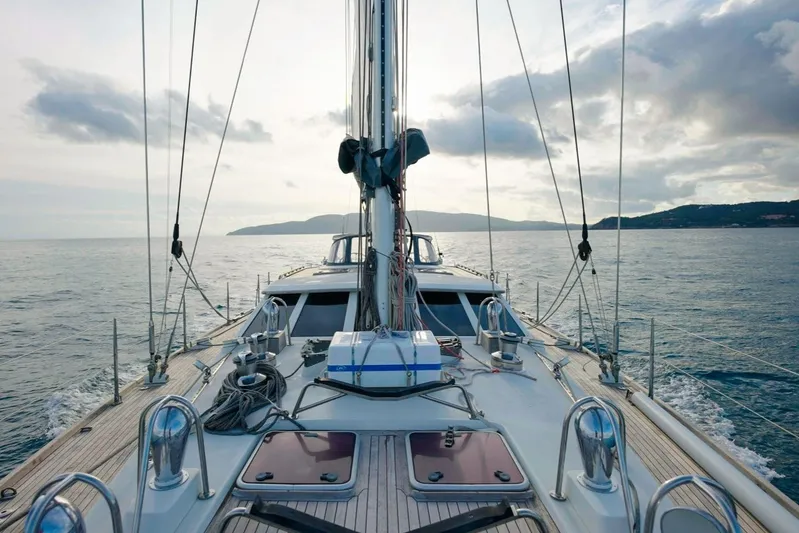  Yacht Photos Pics Baltic 73 Pilothouse yacht sailing on open sea, 1999 model, scenic ocean view.