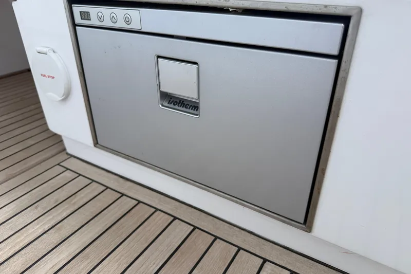 George Yacht Photos Pics Built-in fridge on 2024 Pardo Yachts 43, featuring sleek design and digital controls.