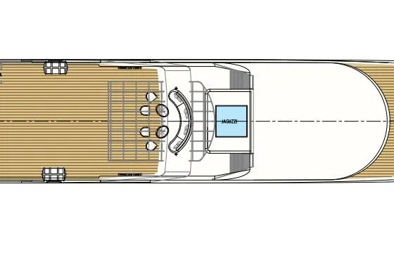 Vanora Yacht Photos Pics Top view layout of 2023 Seacrest Marine 52m Yacht deck design.