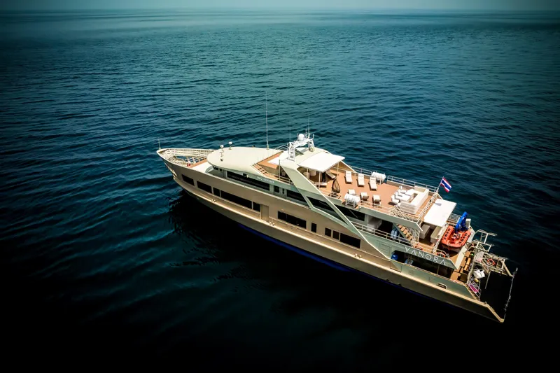 Vanora Yacht Photos Pics Luxurious 2023 Seacrest Marine 52m Yacht cruising on open sea.