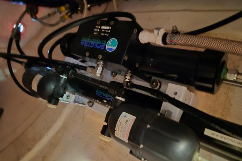 Mawe Yacht Photos Pics Water filtration system in a 2006 Island Packet 440 yacht engine room.