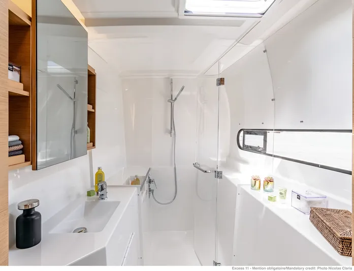Tbd Yacht Photos Pics Modern bathroom in Excess 11 catamaran, model year 2026.