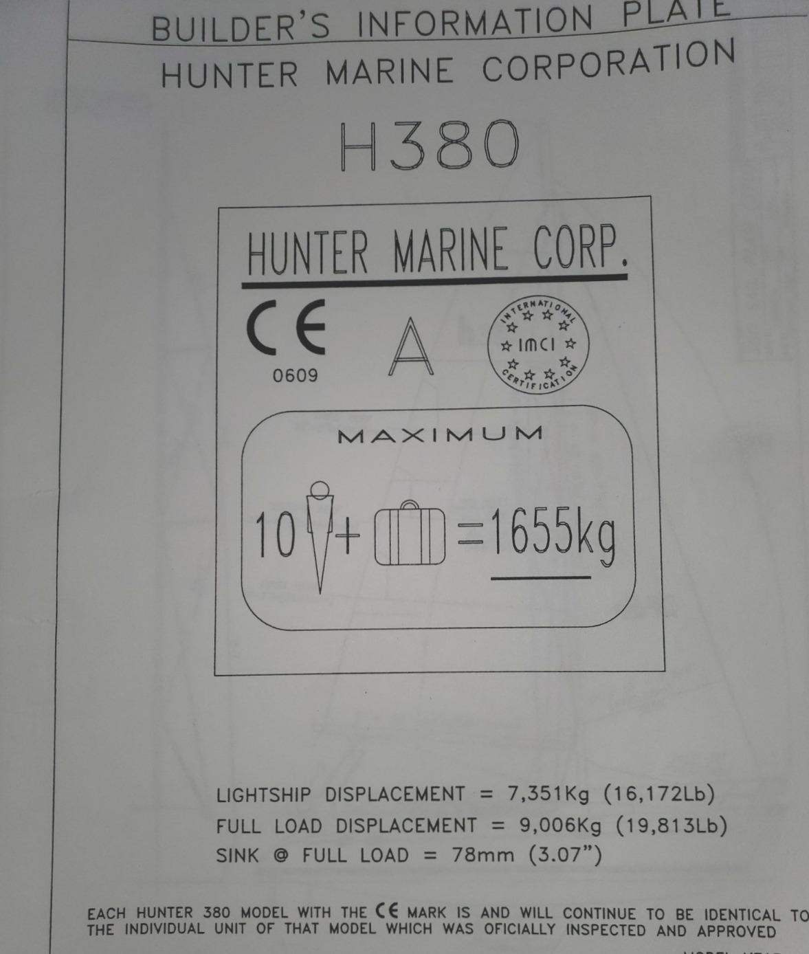 2001 Hunter 380