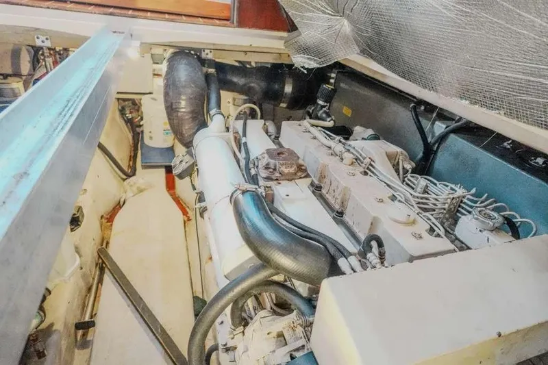  Yacht Photos Pics Engine compartment of a 2005 Sea Ray 420 Sedan Bridge yacht.