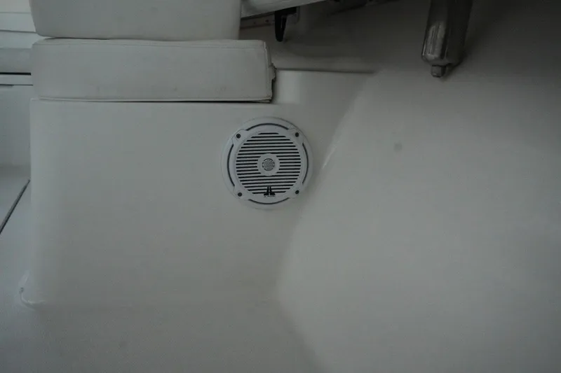  Yacht Photos Pics 2018 Regulator 28 boat interior with built-in speaker detail.