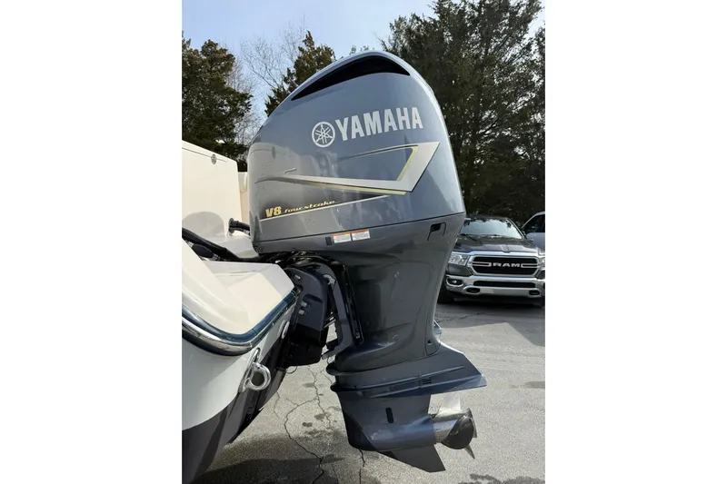  Yacht Photos Pics 2019 Grady-White Canyon 306 with Yamaha V8 outboard motor, parked outdoors.