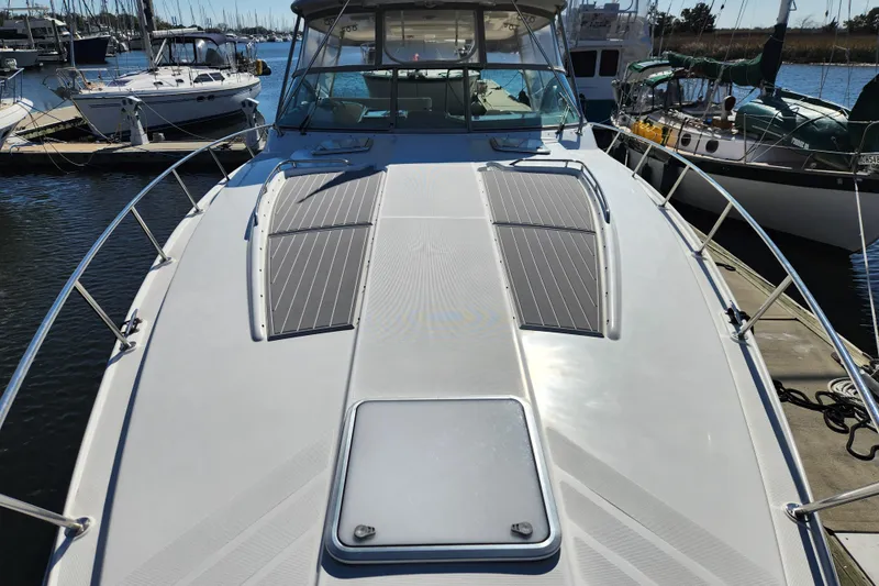 H Yacht Photos Pics 2000 Formula 41 Performance Cruiser docked at marina, showcasing sleek deck design.