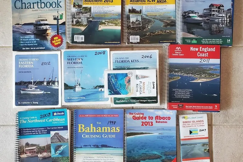 Don't Blink Yacht Photos Pics Collection of nautical cruising guides and chartbooks, featuring various coastal regions and years.