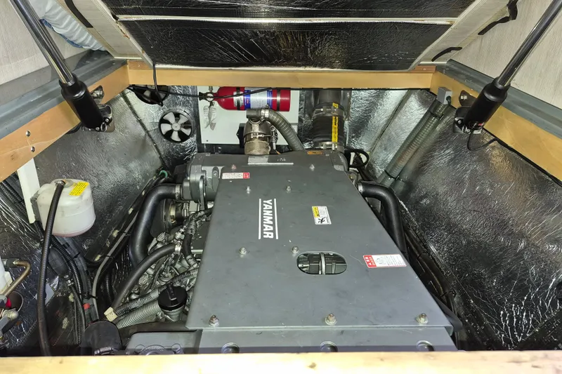 Catfish Yacht Photos Pics Engine compartment of 2017 Leopard 51 PC Owners Version with Yanmar engine.