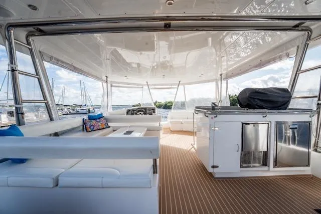 Catfish Yacht Photos Pics Luxurious 2017 Leopard 51 Powercat yacht interior with spacious seating and modern amenities.