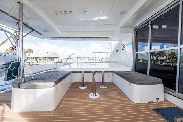 Catfish Yacht Photos Pics 2017 Leopard 51 Powercat yacht with spacious outdoor seating and sleek design.