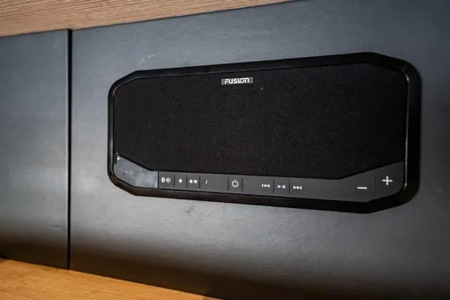 Catfish Yacht Photos Pics Fusion audio system on 2017 Leopard 51 Powercat yacht interior.