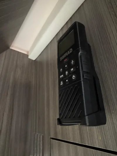 Wahine Yacht Photos Pics Simrad marine radio mounted on a 2021 Sea Ray Sundancer 320 OB yacht interior.