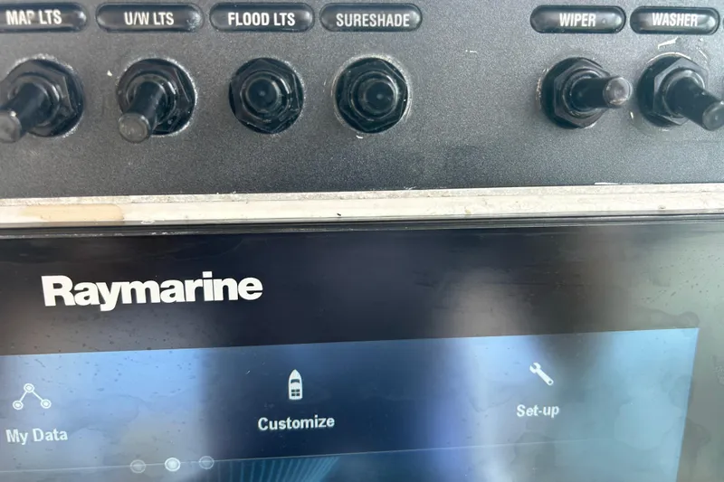  Yacht Photos Pics Control panel of a 2017 Boston Whaler 320 Vantage with Raymarine display.