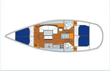 Flyer Yacht Photos Pics Layout of Jeanneau Sun Odyssey 44i yacht, 2010 model.