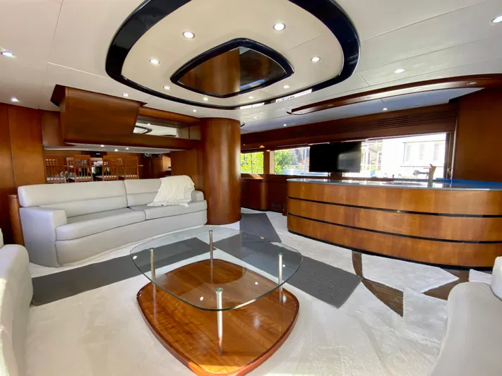  Yacht Photos Pics Luxurious interior of 2007 Rodriquez 80 Widebody yacht with modern furnishings and elegant design.
