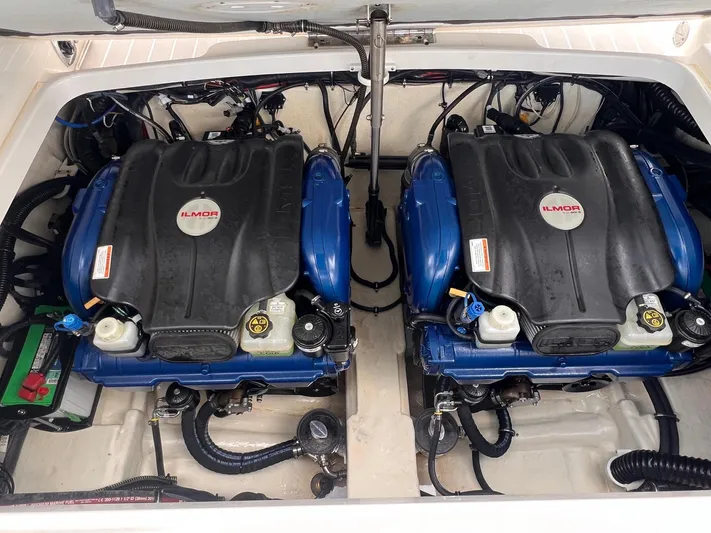  Yacht Photos Pics 2020 Formula 310 Bowrider engine compartment with dual Ilmor engines.