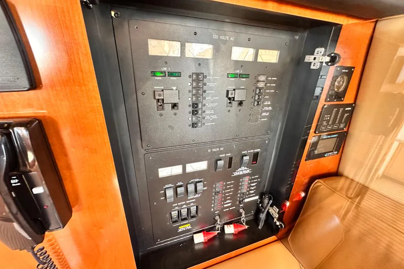 Lanakilla Yacht Photos Pics Electrical control panel on a 2005 Sea Ray 420 Sedan Bridge yacht.