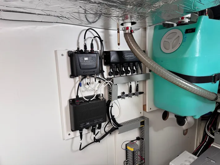  Yacht Photos Pics Electrical system and components inside a 2023 Prestige 520 F-Line yacht.