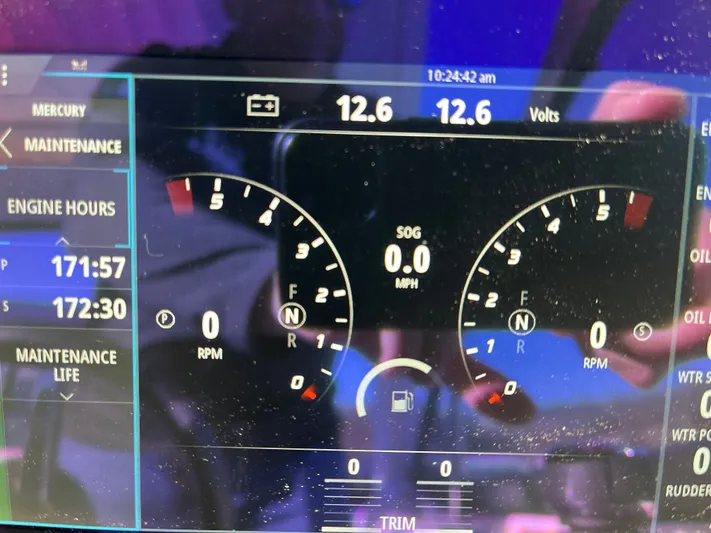  Yacht Photos Pics 2024 Formula 330 CBR dashboard displaying engine hours.