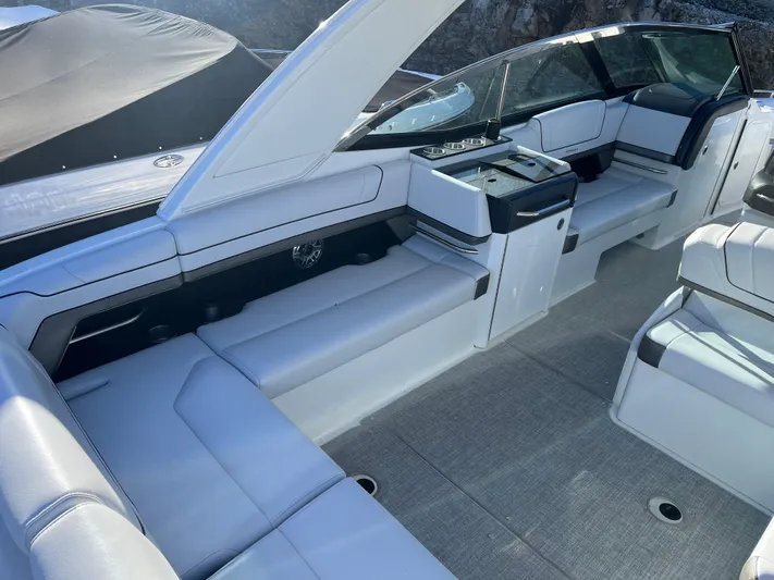  Yacht Photos Pics 2024 Formula 330 CBR interior with luxurious seating.