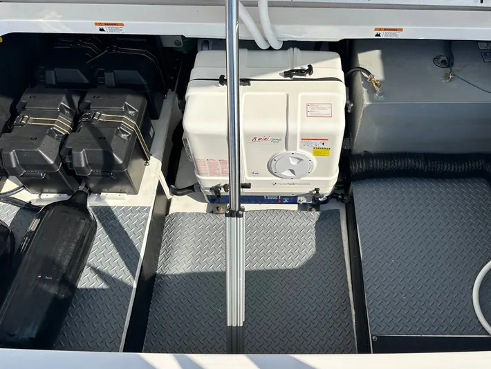  Yacht Photos Pics Engine compartment of 2026 Regal 38 SAV with batteries and generator.