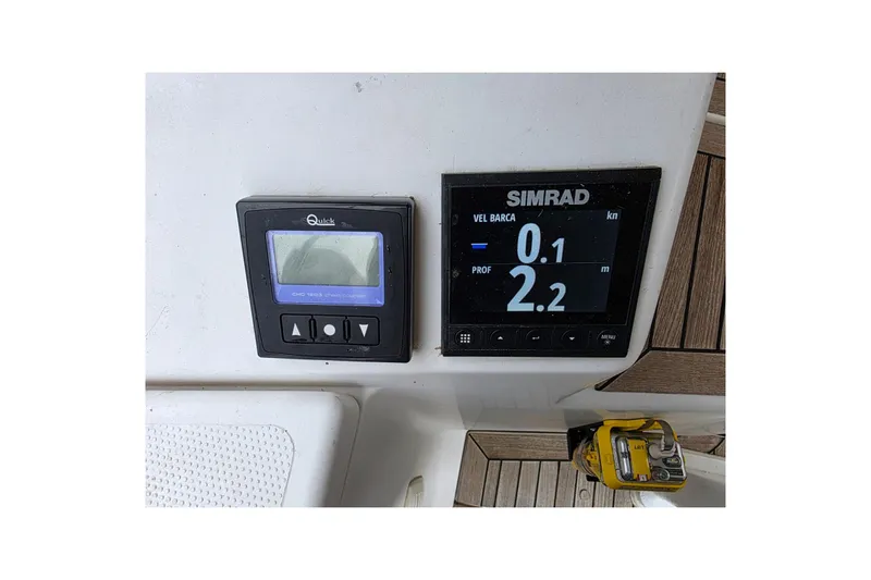  Yacht Photos Pics Control panel of a 2010 Hanse 400e yacht with Simrad display.